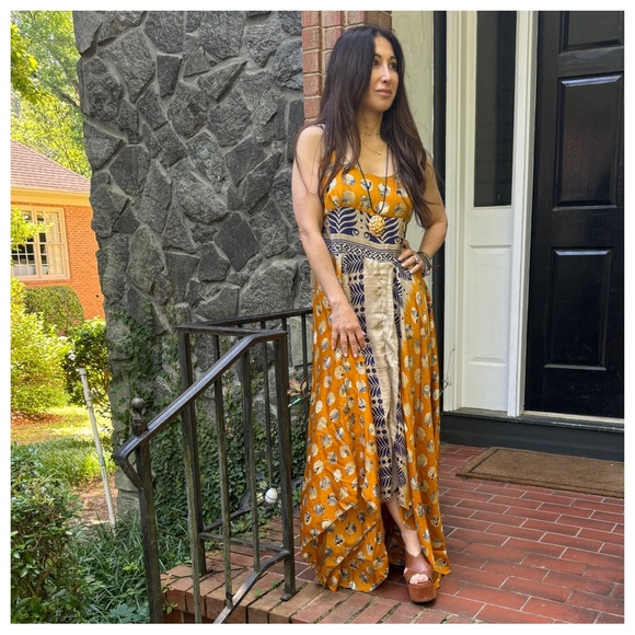 34 Beautiful Silk Blend One of a Kind Sleeveless Maxi Dress - Picture 4 of 8